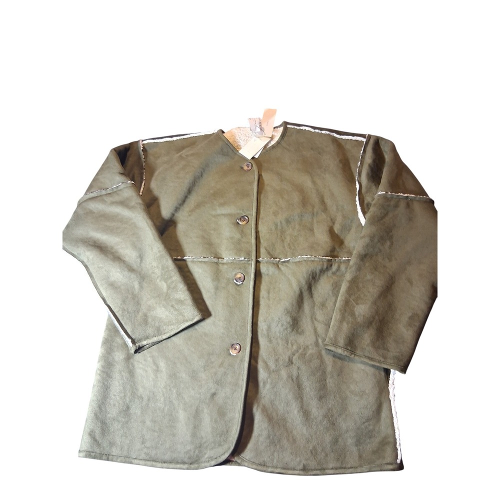 Banana Republic Reversible Sherpa Jacket Dark Olive Green S 812005-01-1 NEW